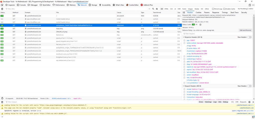 cloudflare CF-Cache-Status Header response