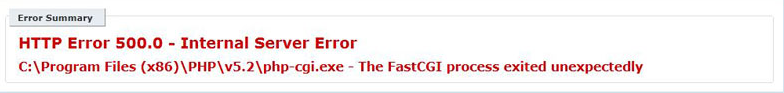 the fastcgi process exited unexpectedly