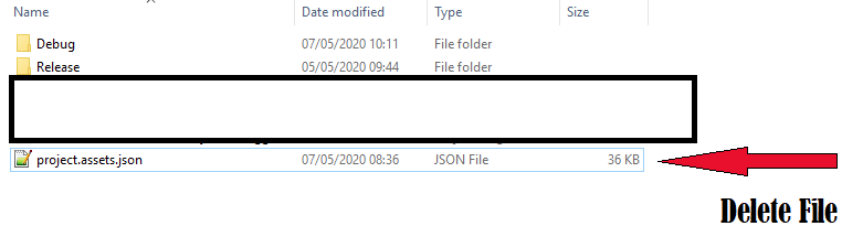 delete project.assets.json file