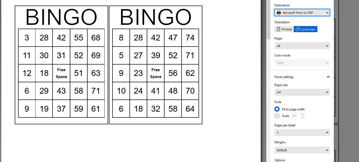print bingo cards