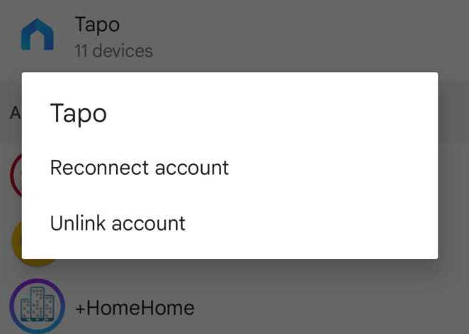 reconnect tapo to google home
